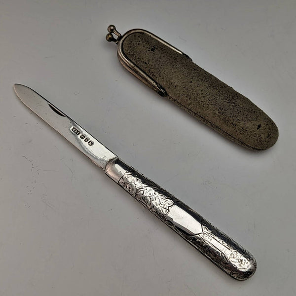 1897 年英國古董純銀折疊筆刀 Hilliard and Thomason 帶盒
